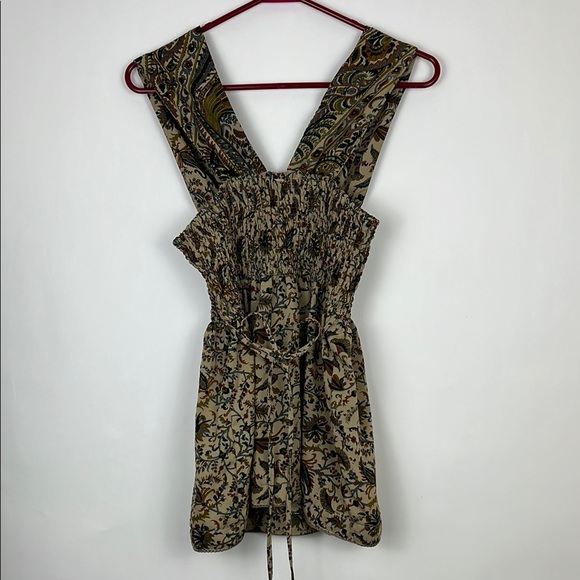 Avatar Imports Clothing sleeveless blouse ruched floral top gold L - Picture 2 of 8
